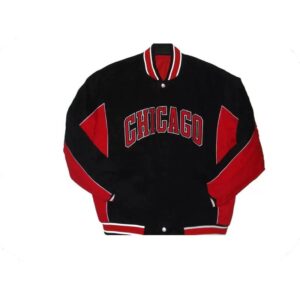 Black Chicago Bulls Polyester Jeff Hamilton Jacket