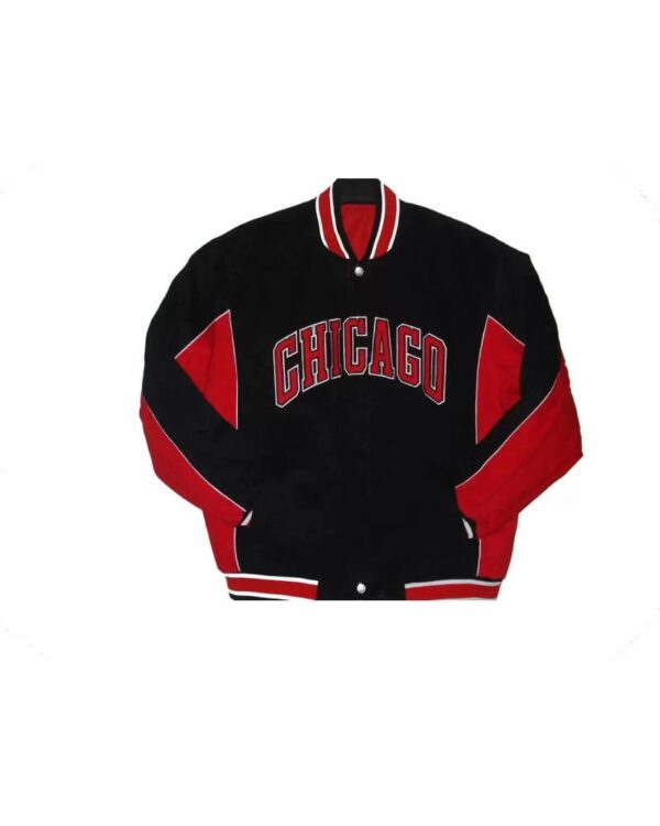 Black Chicago Bulls Polyester Jeff Hamilton Jacket