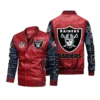 Las Vegas Raiders Red Navy Bomber Leather Jacket