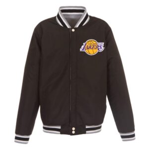 Lakers JH Design Black Embroidered Logo Fleece Full-Snap Jacket