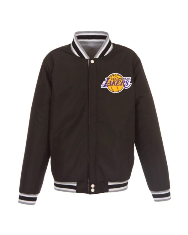 Lakers JH Design Black Embroidered Logo Fleece Full-Snap Jacket