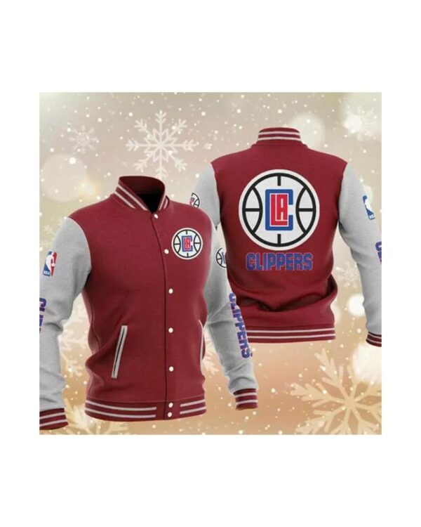 Maroon Los Angeles Clippers Varsity Baseball Jacket