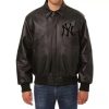 New York Yankees Tonal JH Black Leather Jacket