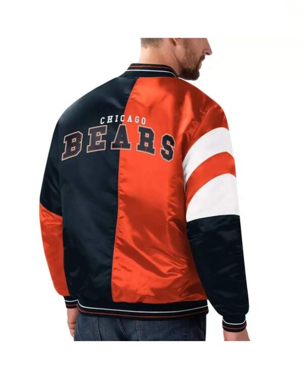 Chicago Bears Navy Orange Leader Satin Jacket