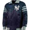 Starter NY Yankees The Captain II Navy Blue Varsity Full-Zip Satin Jacket