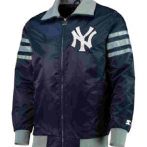 Starter NY Yankees The Captain II Navy Blue Varsity Full-Zip Satin Jacket