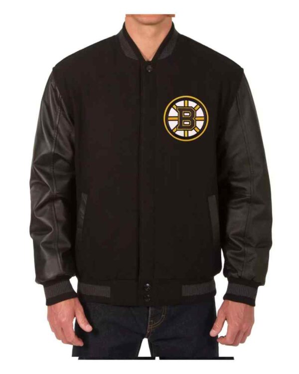 Black Boston Bruins NHL Varsity Jacket