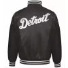 Black Detroit Tigers Old English D Patent Satin Jacket