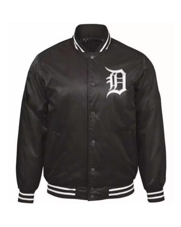 Black Detroit Tigers Old English D Patent Satin Jacket