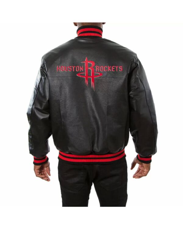 Black Houston Rockets Domestic Team Leather Jacket
