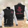 Black Houston Rockets Varsity Baseball Jacket