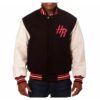 Black Houston Rockets Wool Leather Jacket