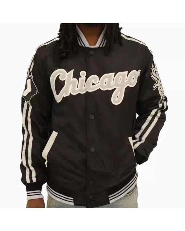 Black MLB Chicago White Sox Satin Jacket