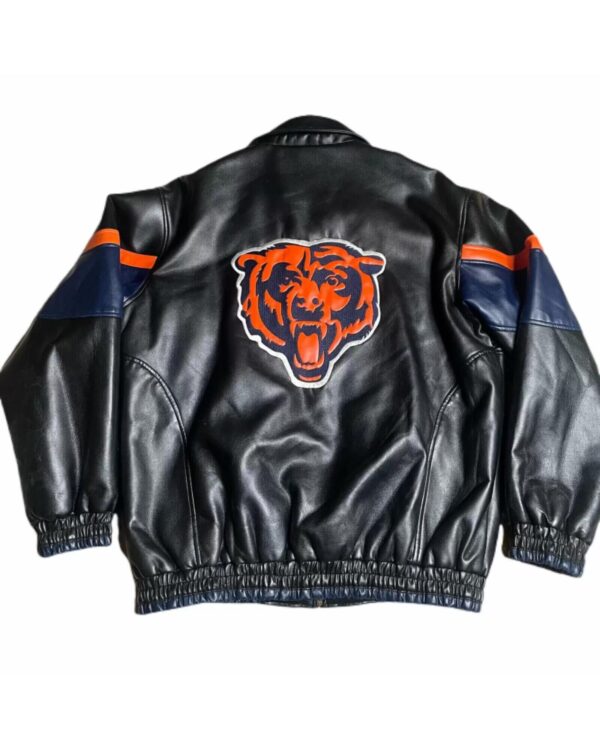 Black Navy NFL Chicago Bears Leather Jacket