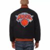 Black NBA New York Knicks Wool Leather Jacket