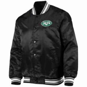 Black New York Jets Locker Room Satin Jacket