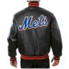 Black New York Mets Jeff Hamilton Leather Jacket