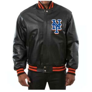 Black New York Mets Jeff Hamilton Leather Jacket