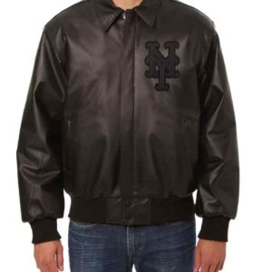 Black New York Mets Leather Jacket