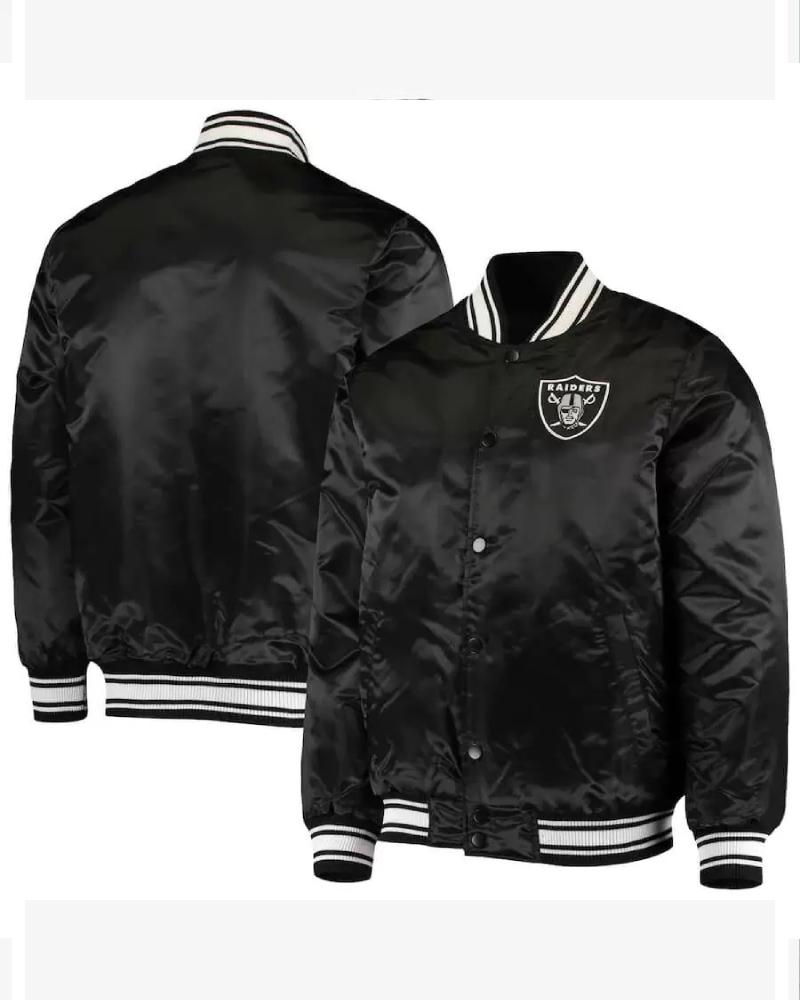 Black NFL Las Vegas Raiders Satin Jacket - LA Jacket