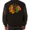 Black NHL Chicago Blackhawks Wool Leather Jacket