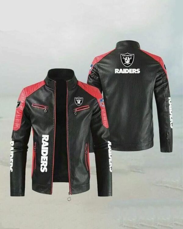 Black Red NFL Las Vegas Raiders Leather Jacket