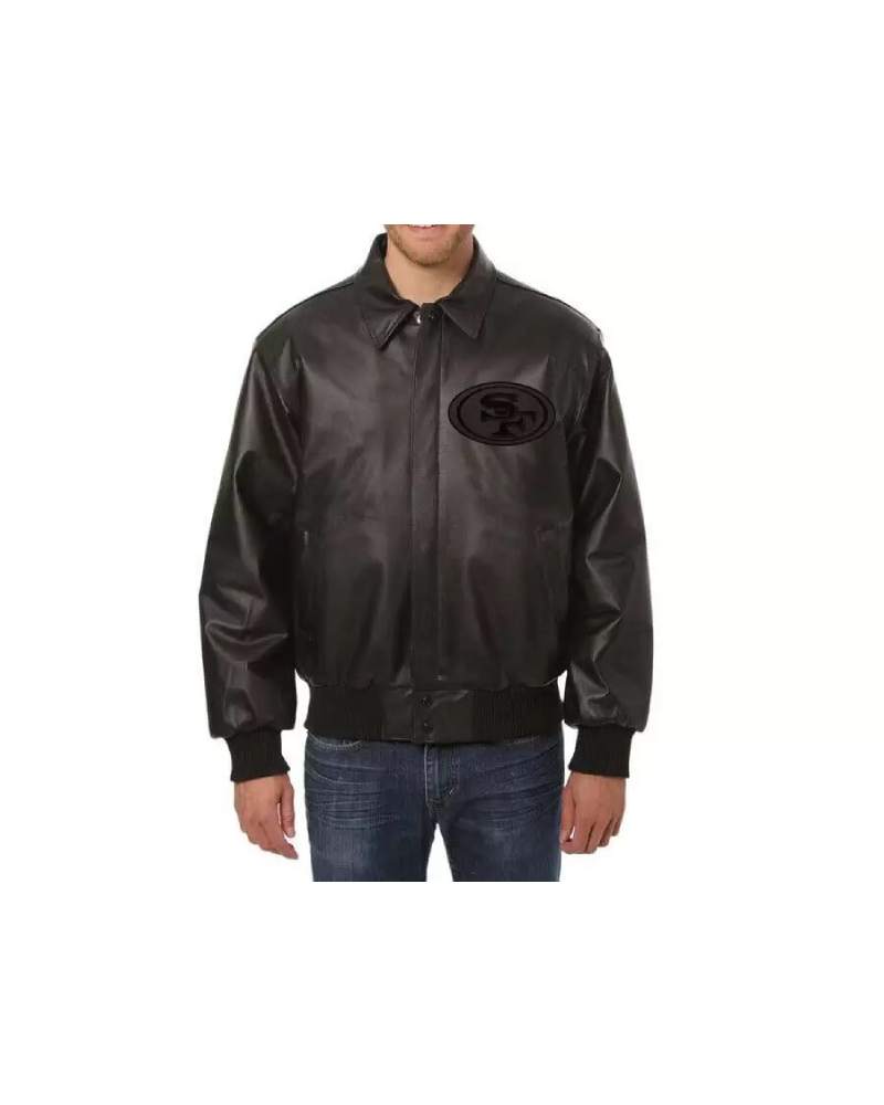 Black San Francisco 49ers JH Design Leather Jacket | LA Jacket