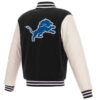 Black White Detroit Lions NFL Team Varsity Jacket