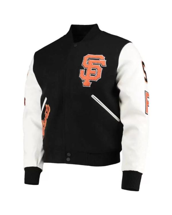 Black White MLB San Francisco Giants Varsity Jacket