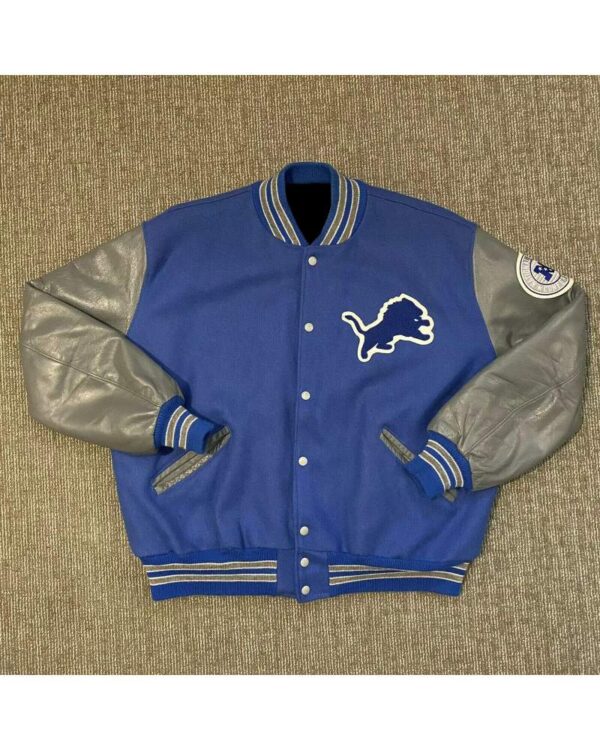 Blue Gray Detroit Lions NFL Team Varsity Jacket