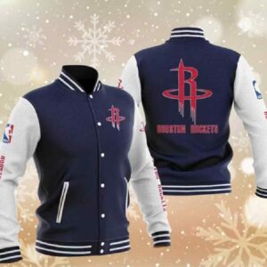 Blue Houston Rockets Varsity Baseball Jacket