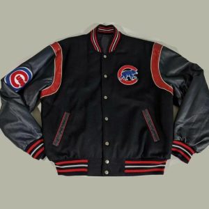 Black Jeff Hamilton Chicago Cubs Wool Leather Jacket