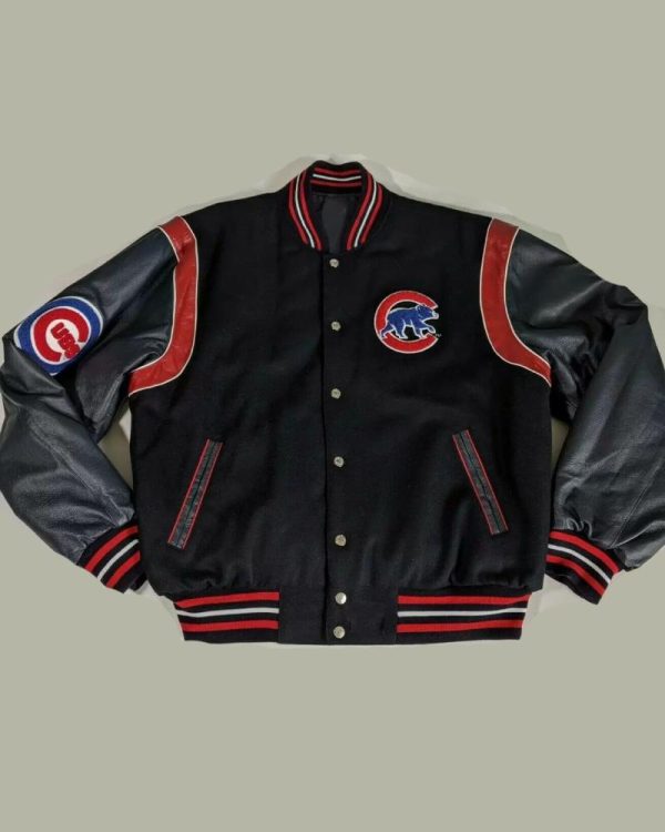 Black Jeff Hamilton Chicago Cubs Wool Leather Jacket