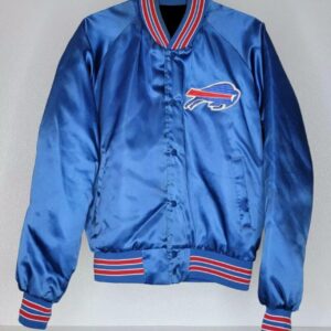 Blue NFL Buffalo Bills Satin Varsity Snap Button Jacket