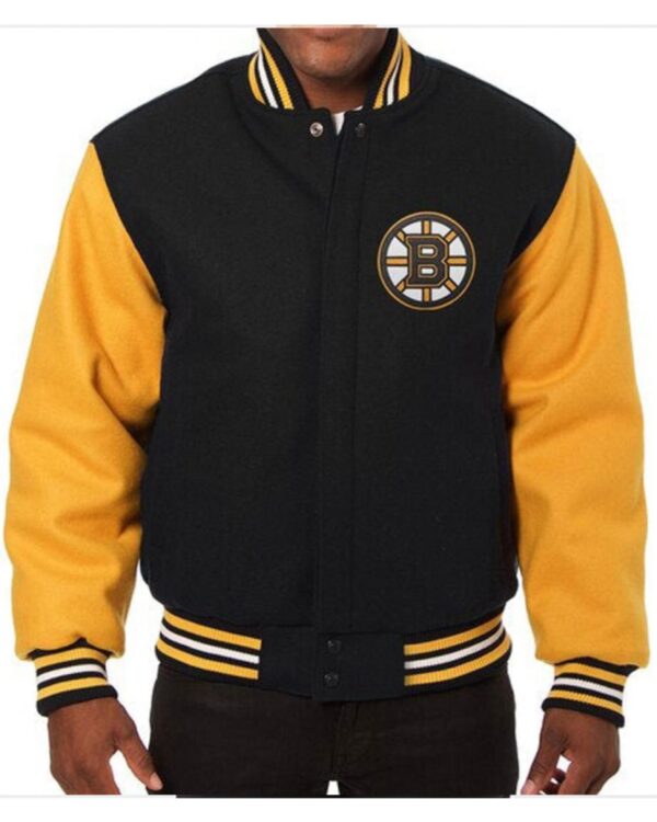 Varsity Boston Bruins Black and Yellow Wool Jacket