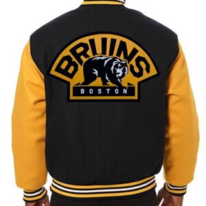 Varsity Boston Bruins Black and Yellow Wool Jacket