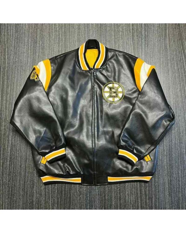 NHL Boston Bruins Hockey Black Leather Jacket