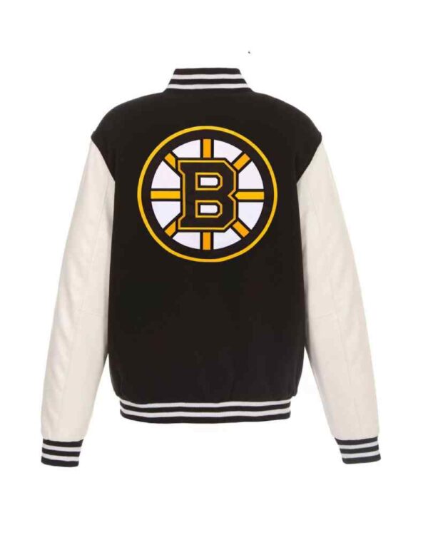Boston Bruins Black White Wool Leather Jacket