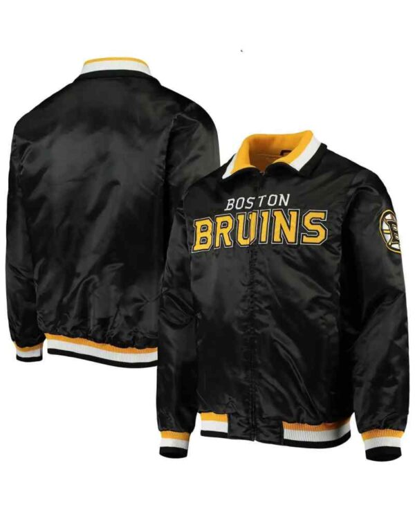 Boston Bruins Captain II Black and Gold Satin Jacket