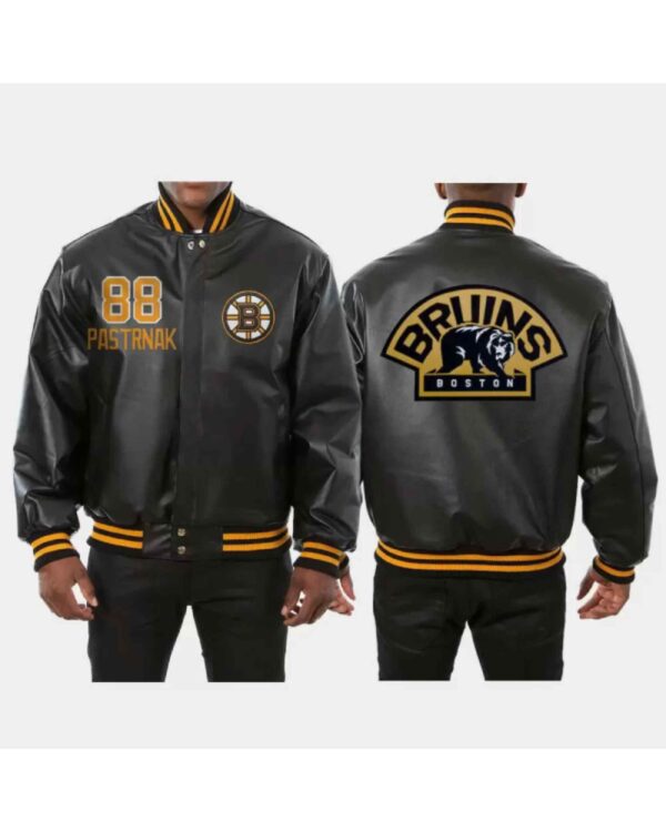 Boston Bruins David Pastrnak NHL Black Leather Jacket