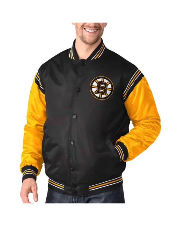 Boston Bruins Enforcer Satin Varsity Jacket