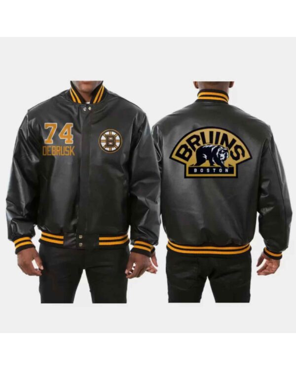 Boston Bruins Jake DeBrusk NHL Black Leather Jacket