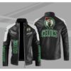 Boston Celtics Block White Black NBA Leather Jacket