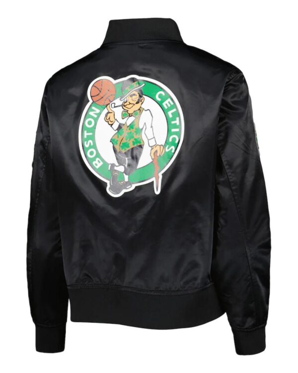 Boston Celtics Classics Black Full-Snap Satin Jacket