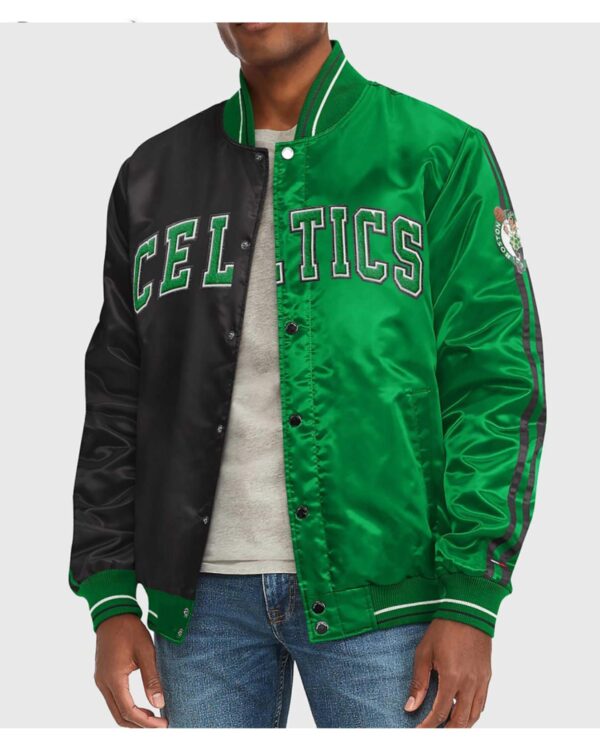 Boston Celtics Green and Black Varsity Satin Jacket