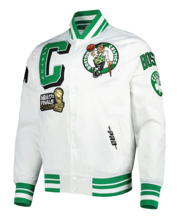 Boston Celtics Capsule Mash Up White Satin Full-Snap Jacket
