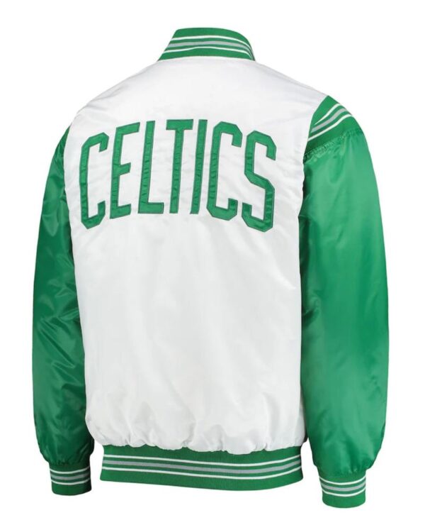 Boston Celtics Renegade White/Kelly Green Satin Full-Snap Jacket