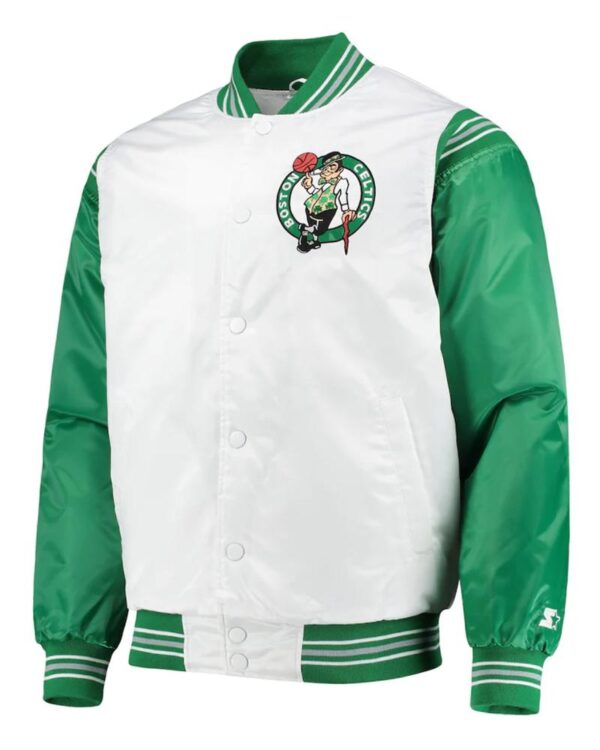 Boston Celtics Renegade White/Kelly Green Satin Full-Snap Jacket