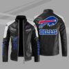Buffalo Bills Black White Color Block Leather Jacket