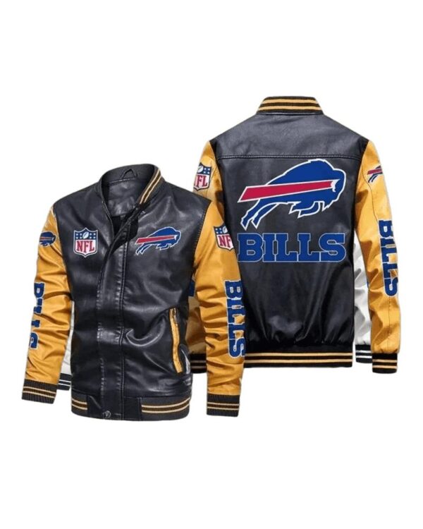 Buffalo Bills Black Yellow Bomber Leather Jacket
